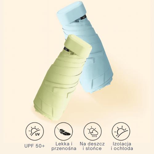 Niebieska Mirassol – kompaktowa parasolka na deszcz i słońce