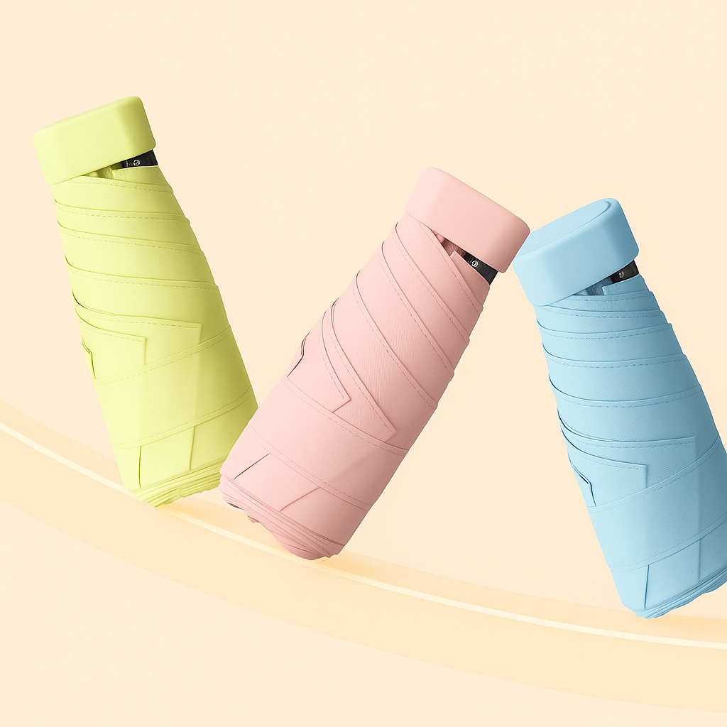 Niebieska Mirassol – kompaktowa parasolka na deszcz i słońce